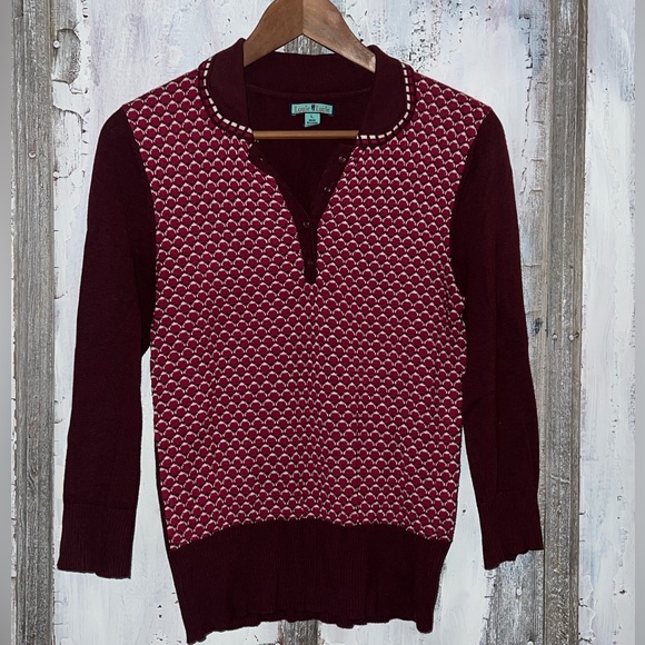 Louie Lucie Retro Style Burgundy Pebble Cotton Blend Pullover Sweater L - Picture 2 of 4